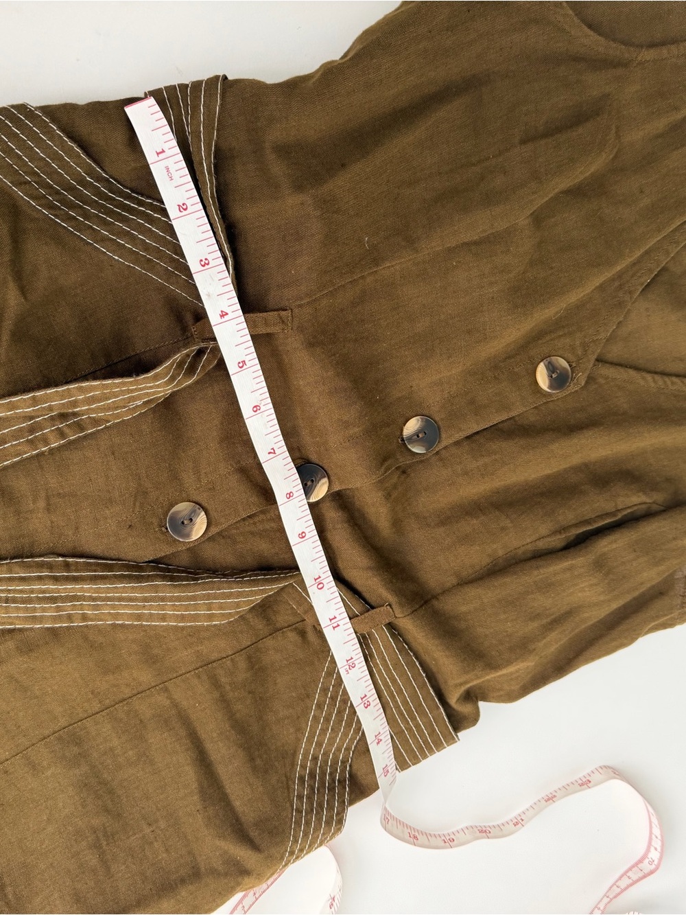 Anthropologie Rhian green linen jumpsuit Waist Tie Sz 8 Casual Urban - Picture 4 of 9